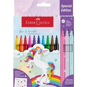   Filctoll készlet, FABER-CASTELL 'Unikornis' 10 különböző szín + 3 csillámos