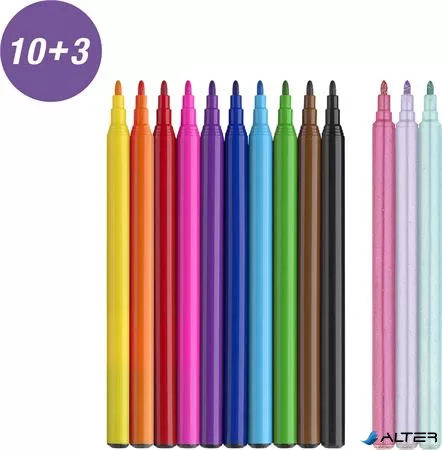 Filctoll készlet, FABER-CASTELL 'Unikornis' 10 különböző szín + 3 csillámos