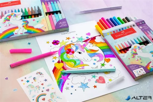 Filctoll készlet, FABER-CASTELL 'Unikornis' 10 különböző szín + 3 csillámos