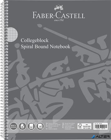 Spirálfüzet, A4, kockás, 80 lap, perforált, lyukasztott, FABER-CASTELL