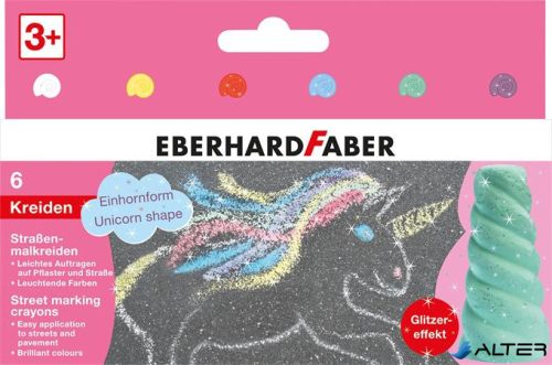 Aszfaltkréta készlet, EBERHARD FABER "Unikornis", 6 csillámos szín