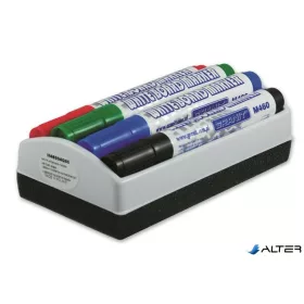   Táblamarker készlet, 2-3 mm, kúpos, tolltartóval, GRANIT "M460", 4 különböző szín + táblatörlő