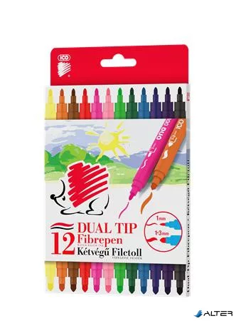 Filctoll készlet, 1/3 mm, kétvégű, ICO "Süni 300 DUO", 12 különböző szín