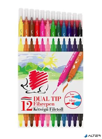 Filctoll készlet, 1/3 mm, kétvégű, ICO "Süni 300 DUO", 12 különböző szín