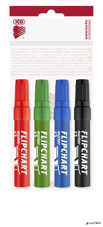 Flipchart marker készlet, 1-4 mm, vágott, ICO 'Artip 12', 4 különböző szín