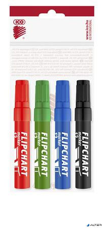 Flipchart marker készlet, 1-4 mm, vágott, ICO "Artip 12", 4 különböző szín