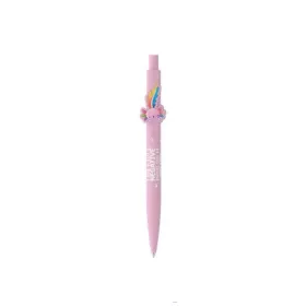   Golyóstoll, 0,8 mm, nyomógombos, rózsaszín tolltest, ICO "Axolotl", kék