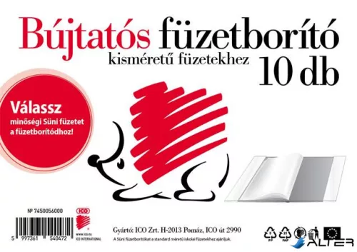Füzetborító, A5, PP, víztiszta, ICO "Süni"