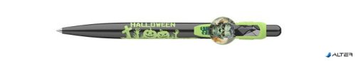 Golyóstoll, 0,8 mm, nyomógombos, sárgászöld mintás tolltest, ICO "Halloween", kék