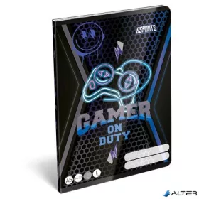   Füzet, tűzött, A5, vonalas, 32 lap, 1. osztály, LIZZYSULI, "Esport, Gamer on Duty", "14-32"
