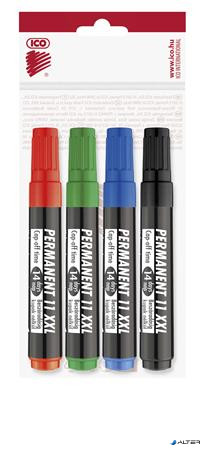 Alkoholos marker készlet, 1-3 mm, kúpos, ICO 'Permanent 11 XXL', 4 különböző szín
