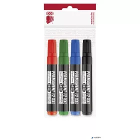   Alkoholos marker készlet, 1-4 mm, vágott, ICO "Permanent 12 XXL", 4 különböző szín