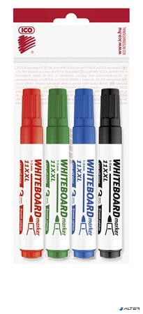 Tábla- és flipchart marker készlet, 1-3 mm, kúpos, ICO 'Plan 11 XXL', 4 különböző szín