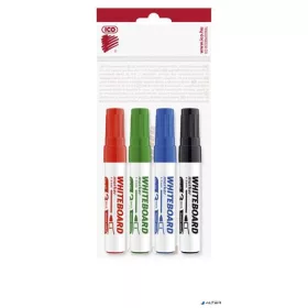   Tábla- és flipchart marker készlet, 1-3 mm, kúpos, ICO "Plan", 4 különböző szín