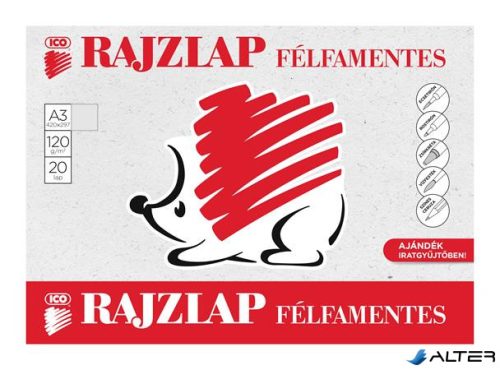 Rajzlap, félfamentes, A3, 120 g/m2, ICO 'Süni'