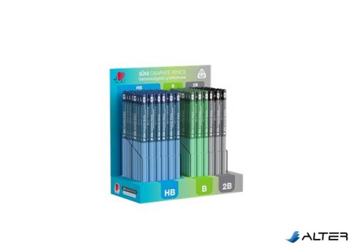 Grafitceruza display, HB, B, 2B, háromszögletű ICO "Süni", sötét pasztell színek