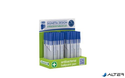 Golyóstoll display, 0,7 mm, kupakos, antibakteriális, ICO "Signetta", kék