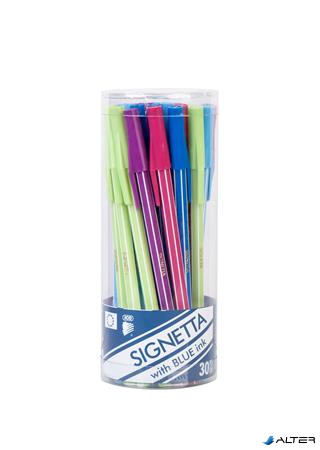 Golyóstoll, 0,7 mm, kupakos, henger alakú tartóban, ICO "Signetta Mix", kék