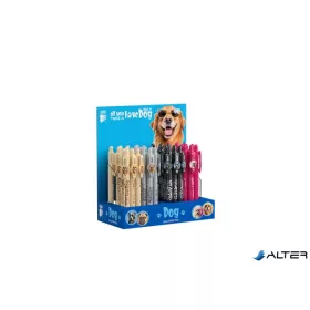   Golyóstoll display, 0,8 mm, nyomógombos, kutyás tolltest, ICO "Dog", kék