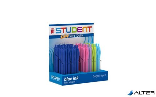 Golyóstoll display, 0,7 mm, nyomógombos, vegyes tolltest, ICO "Student", kék