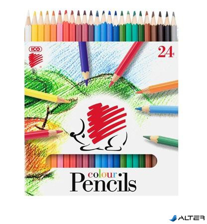 Színes ceruza készlet, hatszögletű, ICO "Süni", 24 különböző szín