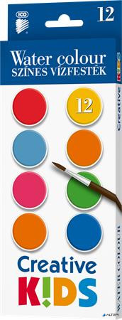 Vízfesték, 12 darabos, 28 mm, ICO "Creative Kids"