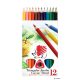 Színes ceruza készlet, háromszögletű, vastag, ICO 'Süni', 12 különböző szín