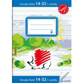   Füzet, tűzött, A5, vonalas, 32 lap, 1. osztály, ICO "Süni Sulikész", "14-32"