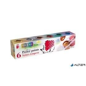   Tempera készlet, tégelyes, ICO "Süni", 6 különböző metal szín