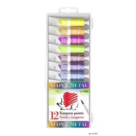   Tempera készlet, 12 darabos, ICO "Süni", metál és neon színek