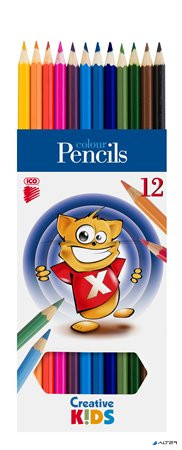 Színes ceruza készlet, hatszögletű, ICO 'Creative Kids', 12 különböző szín