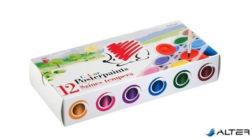 Tempera készlet, tégelyes, ICO "Süni", 12 különböző szín