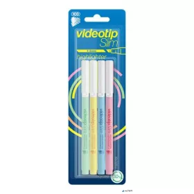   Szövegkiemelő készlet, 1-3 mm, ICO 'Videotip Slim', 4 különböző pasztell szín