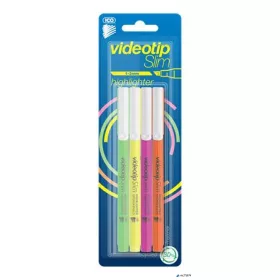   Szövegkiemelő készlet, 1-3 mm, ICO "Videotip Slim", 4 különböző szín