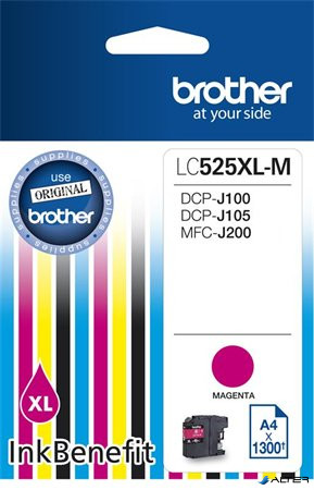 LC525XLM Tintapatron DCP-J100, J105 nyomtatóhoz, BROTHER, magenta, 1300 oldal