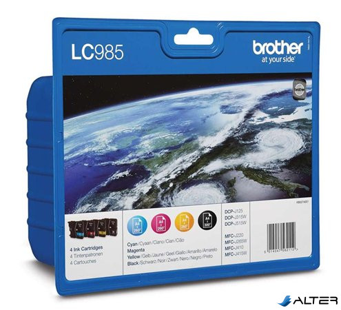 LC985BCMY Tintapatron multipack DCP J125, BROTHER, b+c+m+y, 1*300 oldal, 3*260 oldal