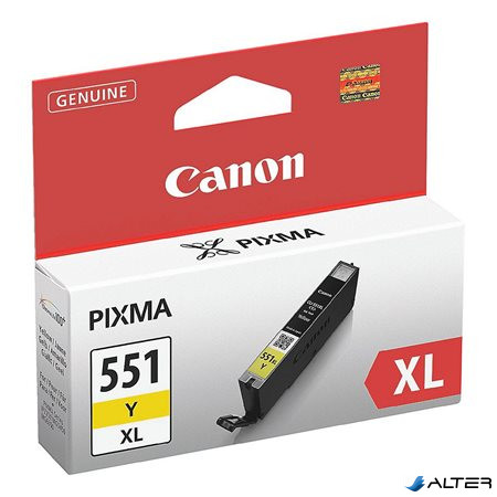 CLI-551YXL Tintapatron Pixma iP7250, MG5450, MG6350 nyomtatókhoz, CANON sárga, 11ml