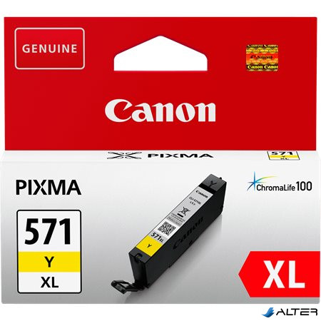 CLI-571YXL Tintapatron Pixma MG5750, 6850,7750 nyomtatókhoz, CANON sárga, 11 ml