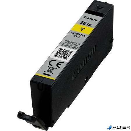 CLI-581YXL Tintapatron Pixma TS7550, 8150, 9150 nyomtatókhoz, CANON, sárga, 8,3ml