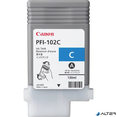 PFI-102C Tintapatron iPF500, 600, 700 nyomtatókhoz, CANON, cián, 130ml