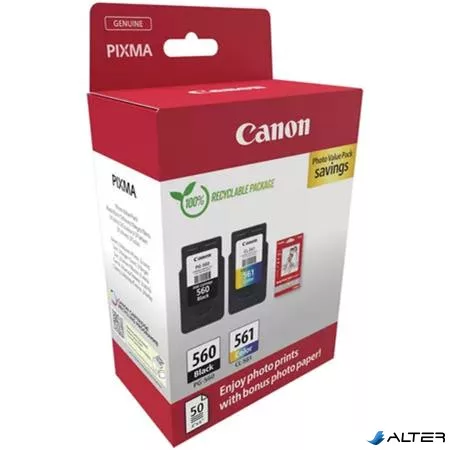 PG560/CL561 tintapatron multipack PIXMA TS5350 nyomtatókhoz, CANON, b+c, 2*180 oldal + GP501 (50 lap 10x15) papír