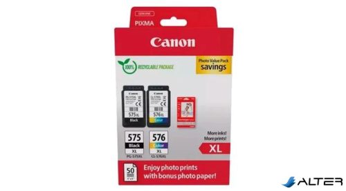 PG575XL/CL576XL Tintapatron multipack + GP501 fotópapír, Pixma TR4750i nyomtatóhoz, CANON, b+c+m+y, 400+300 o. + 50 ív