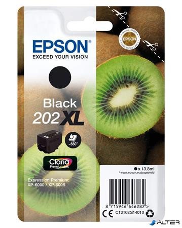 C13T02G14010 Tintapatron XP6000/6005 nyomtatókhoz, EPSON 202XL, fekete, 13,8 ml