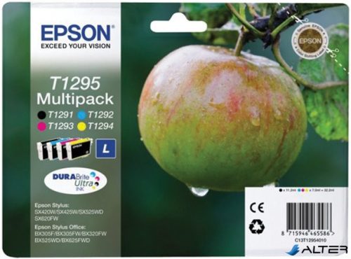 T12954010 Tintapatron multipack Stylus SX420W nyomtatóhoz, EPSON b+c+m+y, 32,2ml