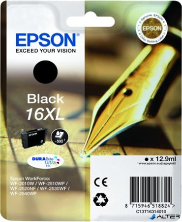 T16314010 Tintapatron Workforce WF2540WF nyomtatóhoz, EPSON fekete, 12,9ml