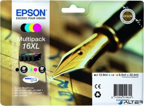 T16364010 Tintapatron multipack Workforce WF2540WF nyomtatóhoz, EPSON, b+c+m+y, 32,4ml