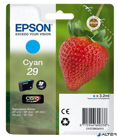C13T29824010 Tintapatron XP235/332 nyomtatókhoz, EPSON kék, 3,2ml