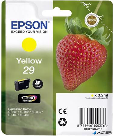 C13T29844010 Tintapatron XP235/332 nyomtatókhoz, EPSON sárga, 3,2ml