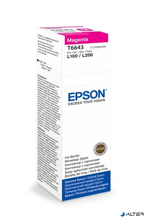 T66434A10 Tinta L100, 200mfp nyomtatókhoz, EPSON, magenta, 70ml