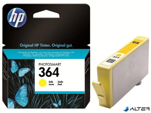 CB320EE Tintapatron Photosmart C5380, C6380, D5460 nyomtatókhoz, HP 364 sárga, 300 oldal